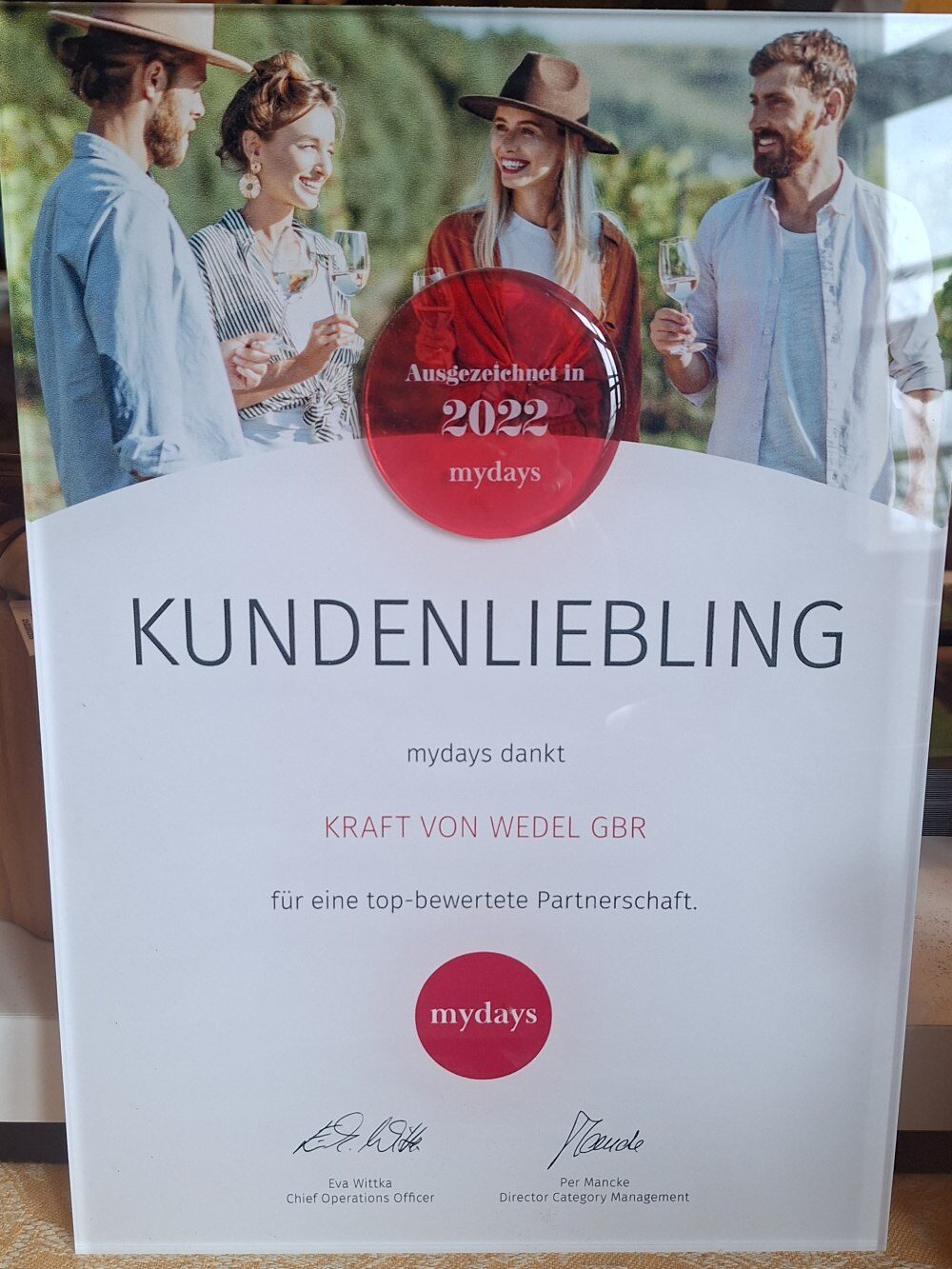 mydays Kundenliebling-Urkunde 2022