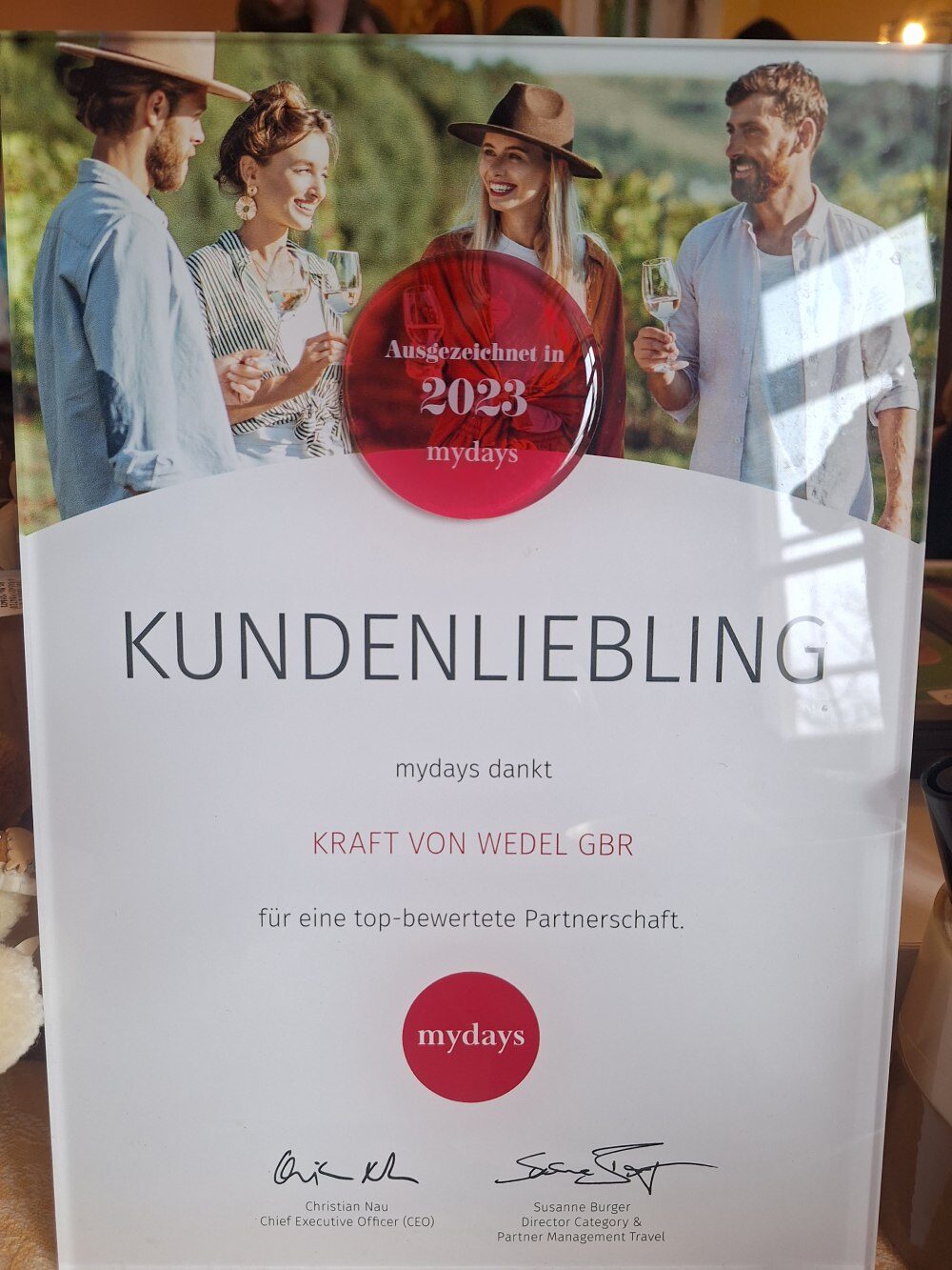 mydays Kundenliebling-Urkunde 2023